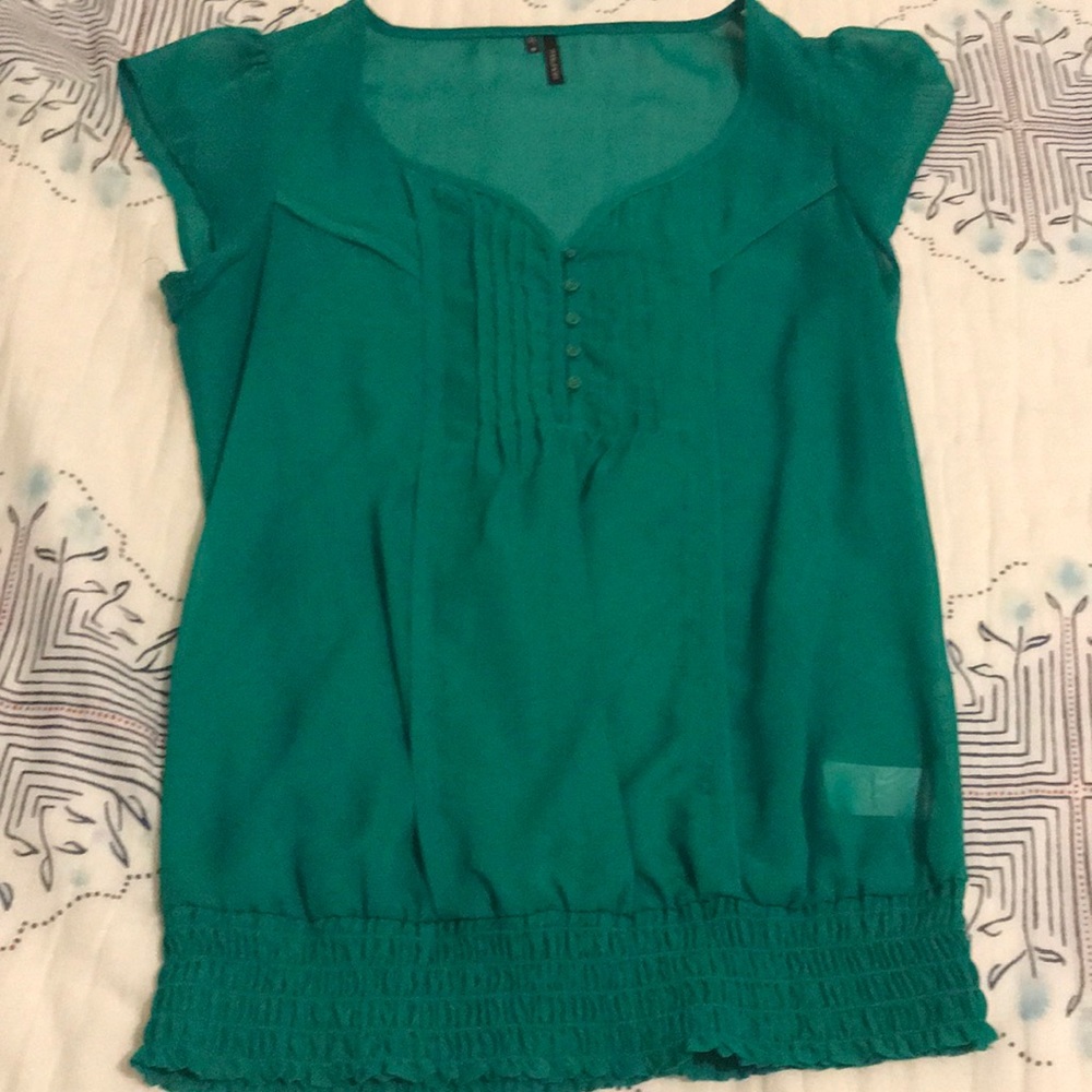 Green sheer blouse